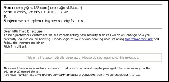 Example Fraud e-mail