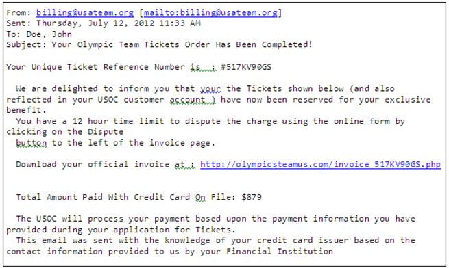2012 Summer Olympic Games Scam Alert