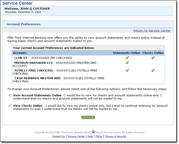 Service Center | Account Preferences